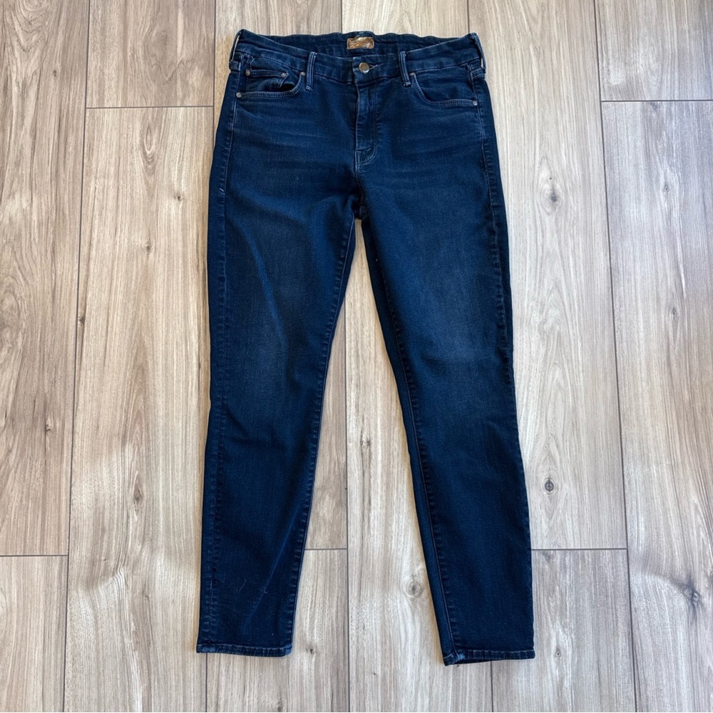 MOTHER The Looker Skinny Crop Jeans Dark Wash Stretch Denim Mid Rise Size 29